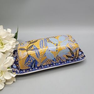 Jungalow Butter Dish | Botanical Floral Print Boho Kitchen Decor